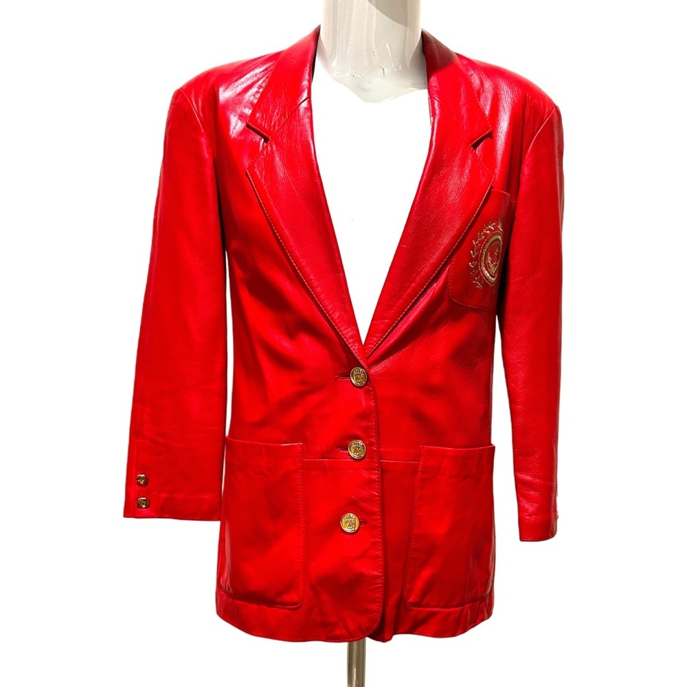 LILLY RUBIN 80’sEXCLUSIVE ISREAL Scarlet Blazer authentic leather 4 sophisticate